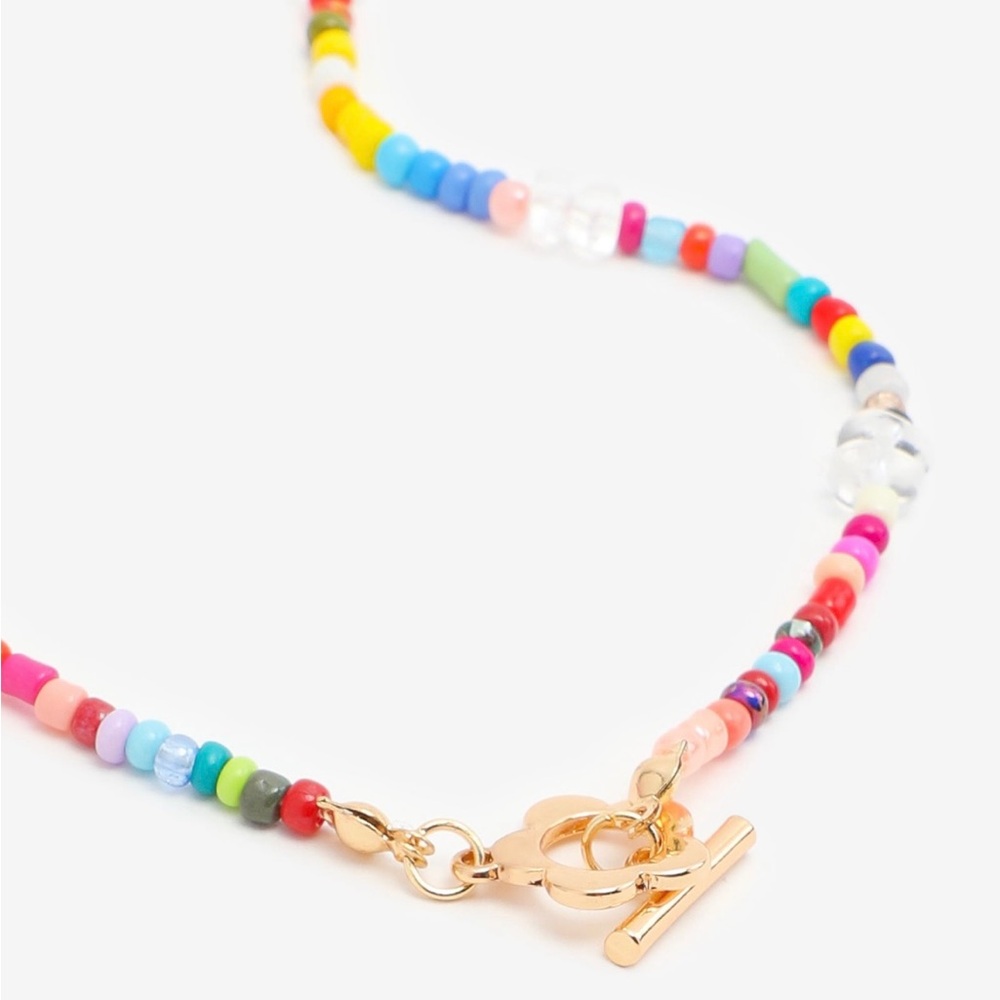 Colorful Beaded Necklace with Gold Clasp